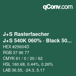 Color code: J+S Rasterfaecher - J+S 540K 060% · Black 50% | qconv.com