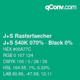Code couleur: J+S Rasterfaecher - J+S 540K 070% · Black 0% | qconv.com
