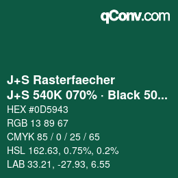 Farbcode: J+S Rasterfaecher - J+S 540K 070% · Black 50% | qconv.com