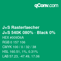 Farbcode: J+S Rasterfaecher - J+S 540K 080% · Black 0% | qconv.com