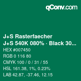 Farbcode: J+S Rasterfaecher - J+S 540K 080% · Black 30% | qconv.com