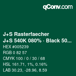 カラーコード: J+S Rasterfaecher - J+S 540K 080% · Black 50% | qconv.com