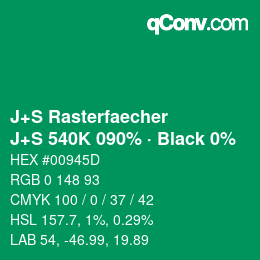 Farbcode: J+S Rasterfaecher - J+S 540K 090% · Black 0% | qconv.com
