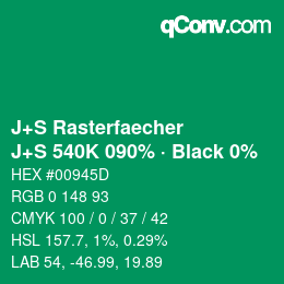 カラーコード: J+S Rasterfaecher - J+S 540K 090% · Black 0% | qconv.com