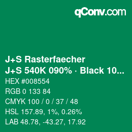 Farbcode: J+S Rasterfaecher - J+S 540K 090% · Black 10% | qconv.com