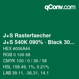 カラーコード: J+S Rasterfaecher - J+S 540K 090% · Black 30% | qconv.com