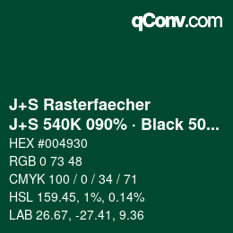 カラーコード: J+S Rasterfaecher - J+S 540K 090% · Black 50% | qconv.com