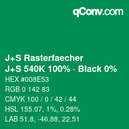 Code couleur: J+S Rasterfaecher - J+S 540K 100% · Black 0% | qconv.com