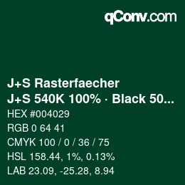 Farbcode: J+S Rasterfaecher - J+S 540K 100% · Black 50% | qconv.com