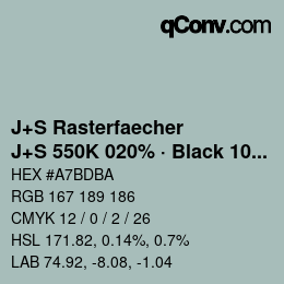Farbcode: J+S Rasterfaecher - J+S 550K 020% · Black 10% | qconv.com