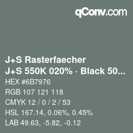 Farbcode: J+S Rasterfaecher - J+S 550K 020% · Black 50% | qconv.com