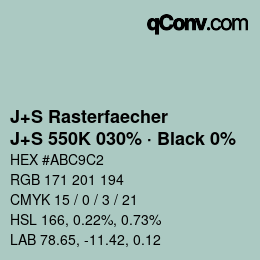 Code couleur: J+S Rasterfaecher - J+S 550K 030% · Black 0% | qconv.com