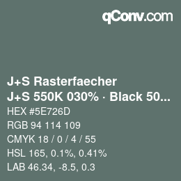 カラーコード: J+S Rasterfaecher - J+S 550K 030% · Black 50% | qconv.com