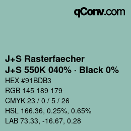 Farbcode: J+S Rasterfaecher - J+S 550K 040% · Black 0% | qconv.com