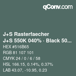 カラーコード: J+S Rasterfaecher - J+S 550K 040% · Black 50% | qconv.com