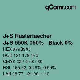 Farbcode: J+S Rasterfaecher - J+S 550K 050% · Black 0% | qconv.com