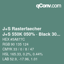Farbcode: J+S Rasterfaecher - J+S 550K 050% · Black 30% | qconv.com