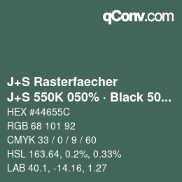 Farbcode: J+S Rasterfaecher - J+S 550K 050% · Black 50% | qconv.com