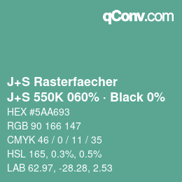 Farbcode: J+S Rasterfaecher - J+S 550K 060% · Black 0% | qconv.com