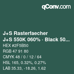 Farbcode: J+S Rasterfaecher - J+S 550K 060% · Black 50% | qconv.com