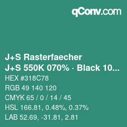 Farbcode: J+S Rasterfaecher - J+S 550K 070% · Black 10% | qconv.com