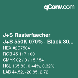 Farbcode: J+S Rasterfaecher - J+S 550K 070% · Black 30% | qconv.com