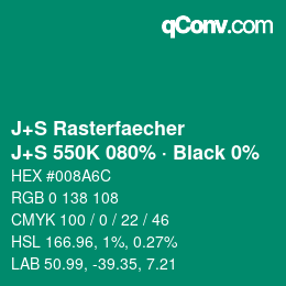 Farbcode: J+S Rasterfaecher - J+S 550K 080% · Black 0% | qconv.com
