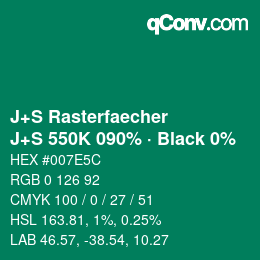 Code couleur: J+S Rasterfaecher - J+S 550K 090% · Black 0% | qconv.com