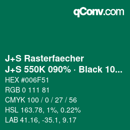 Farbcode: J+S Rasterfaecher - J+S 550K 090% · Black 10% | qconv.com