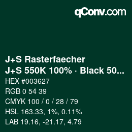 カラーコード: J+S Rasterfaecher - J+S 550K 100% · Black 50% | qconv.com