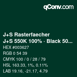 Color code: J+S Rasterfaecher - J+S 550K 100% · Black 50% | qconv.com