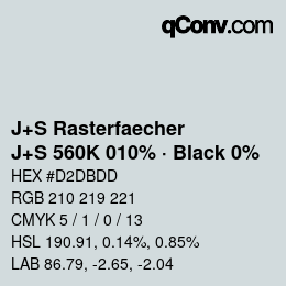 Farbcode: J+S Rasterfaecher - J+S 560K 010% · Black 0% | qconv.com