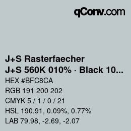 カラーコード: J+S Rasterfaecher - J+S 560K 010% · Black 10% | qconv.com