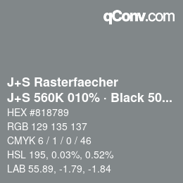 Code couleur: J+S Rasterfaecher - J+S 560K 010% · Black 50% | qconv.com