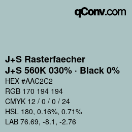 Code couleur: J+S Rasterfaecher - J+S 560K 030% · Black 0% | qconv.com