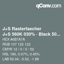 Farbcode: J+S Rasterfaecher - J+S 560K 030% · Black 50% | qconv.com