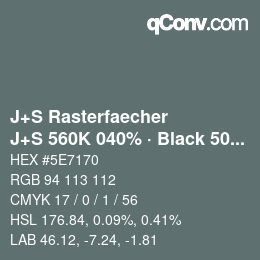 Farbcode: J+S Rasterfaecher - J+S 560K 040% · Black 50% | qconv.com