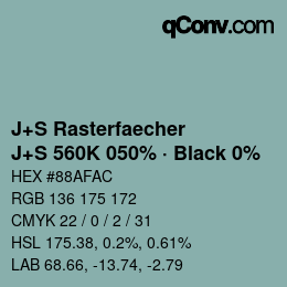 Farbcode: J+S Rasterfaecher - J+S 560K 050% · Black 0% | qconv.com