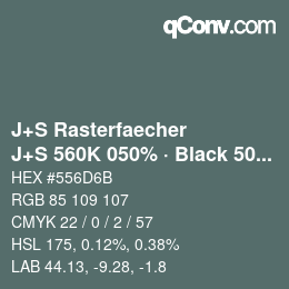 カラーコード: J+S Rasterfaecher - J+S 560K 050% · Black 50% | qconv.com
