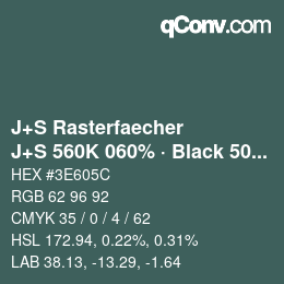 Farbcode: J+S Rasterfaecher - J+S 560K 060% · Black 50% | qconv.com