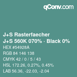 Farbcode: J+S Rasterfaecher - J+S 560K 070% · Black 0% | qconv.com
