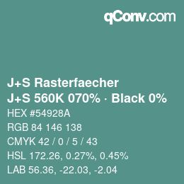 カラーコード: J+S Rasterfaecher - J+S 560K 070% · Black 0% | qconv.com