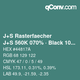 Farbcode: J+S Rasterfaecher - J+S 560K 070% · Black 10% | qconv.com
