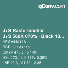 Color code: J+S Rasterfaecher - J+S 560K 070% · Black 10% | qconv.com