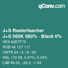 Farbcode: J+S Rasterfaecher - J+S 560K 080% · Black 0% | qconv.com