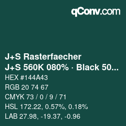Code couleur: J+S Rasterfaecher - J+S 560K 080% · Black 50% | qconv.com