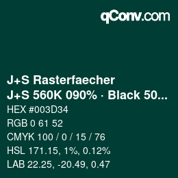 Farbcode: J+S Rasterfaecher - J+S 560K 090% · Black 50% | qconv.com