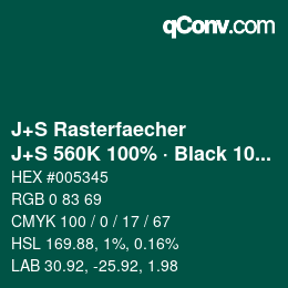 Code couleur: J+S Rasterfaecher - J+S 560K 100% · Black 10% | qconv.com