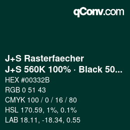 Code couleur: J+S Rasterfaecher - J+S 560K 100% · Black 50% | qconv.com