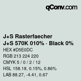 カラーコード: J+S Rasterfaecher - J+S 570K 010% · Black 0% | qconv.com